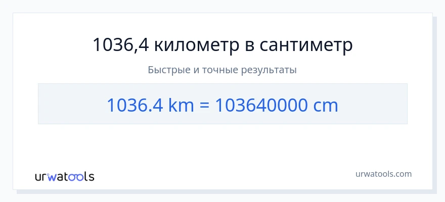 1036.4 километры в Сантиметры преобразование