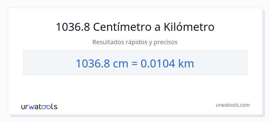 Conversión de 1036.8 Centímetros a kilómetros