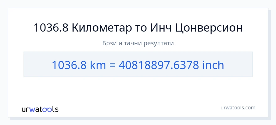 Конверзија од километри до Инчи: 1}
