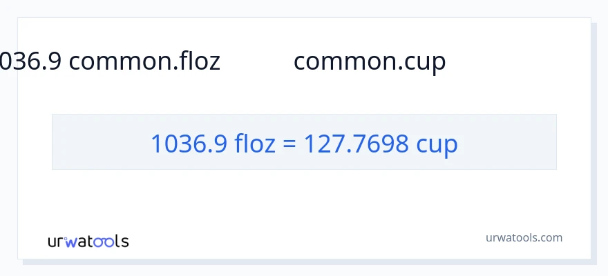 1036.9 ದ್ರವ ಔನ್ಸ್ ರಿಂದ ಕಪ್‌ಗಳು ಪರಿವರ್ತನೆ