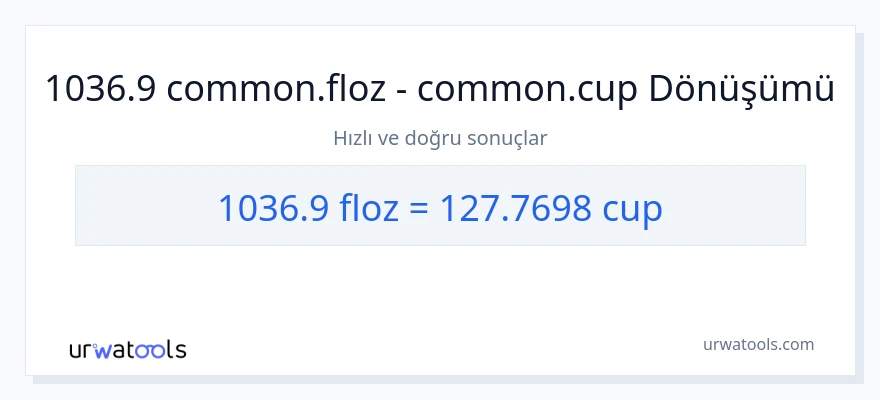 1036.9 sıvı ons'den bardaklar'e dönüşüm