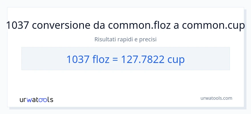 Conversione da 1037 once fluide a tazze