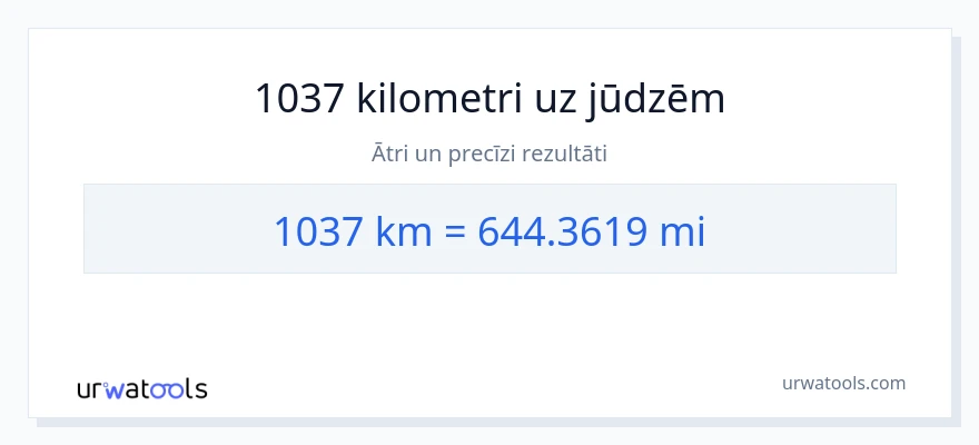 1037 kilometri uz jūdzes konversiju