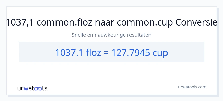 1037.1 vloeibare ounces naar kopjes conversie