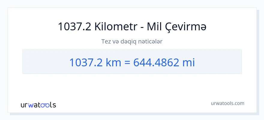 1037.2 kilometr-dən mil-ə çevrilmə