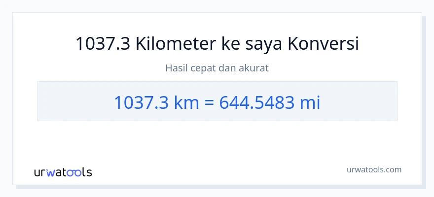 Konversi 1037.3 kilometer ke mil