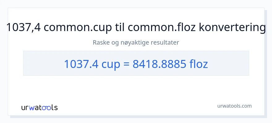 1037.4 kopper til flytende unser konvertering