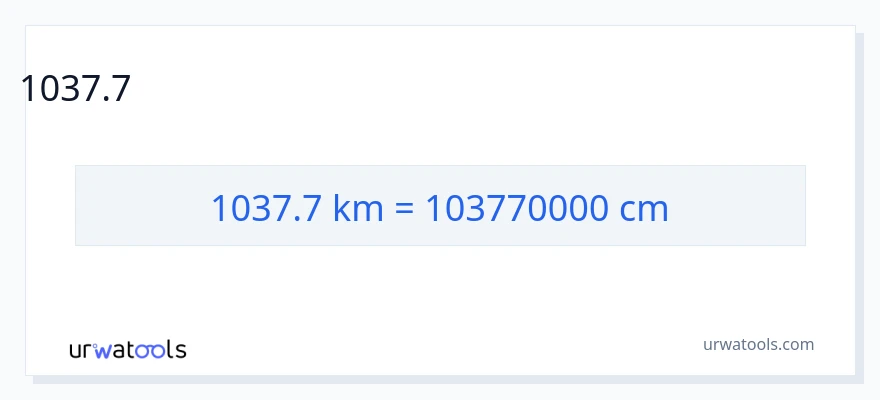 1037.7 ಕಿಲೋಮೀಟರ್‌ಗಳು ರಿಂದ ಸೆಂಟಿಮೀಟರ್‌ಗಳು ಪರಿವರ್ತನೆ