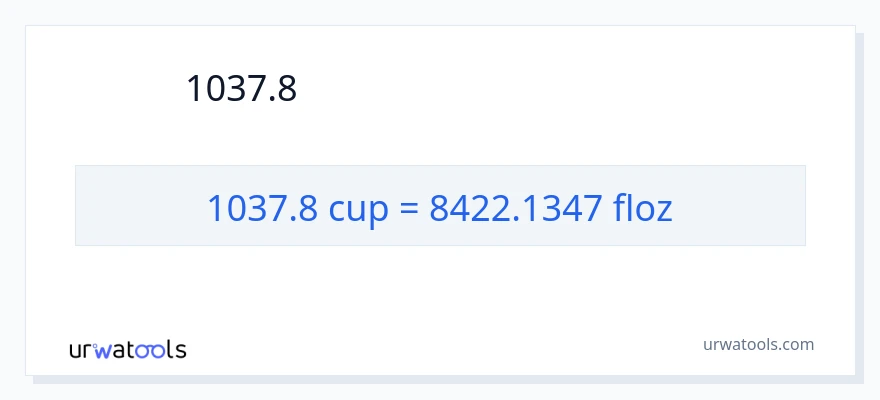 1037.8 カップ から 液量オンス への変換