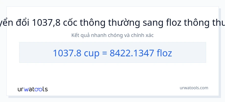 Chuyển đổi 1037.8 cốc sang ounce chất lỏng