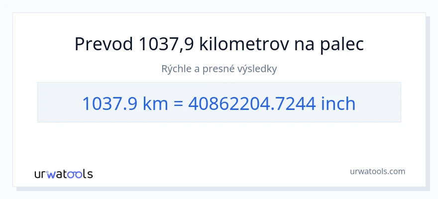 Konverzia z kilometre na Palce: 1037.9