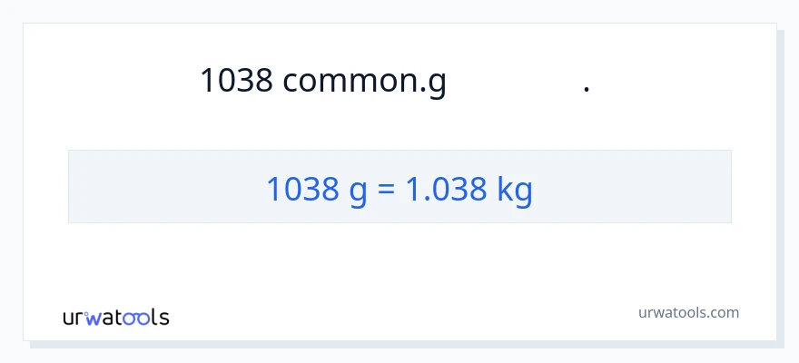 1038 ഗ്രാം ൽ നിന്ന് കിലോഗ്രാം ലേക്ക് പരിവർത്തനം