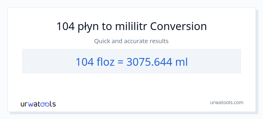 Konwersja 104 uncje płynu do mililitry