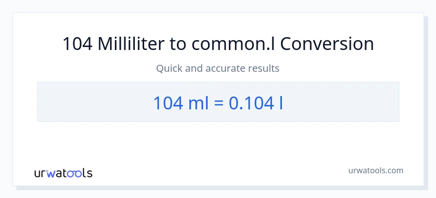 104 milliliter til Liters konvertering