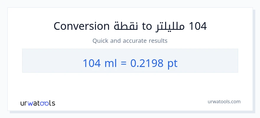 التحويل من 104 ملليلتر إلى Pints