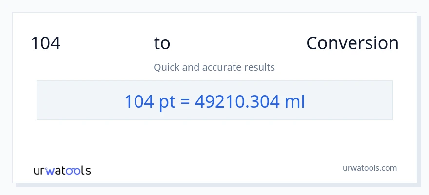104 Pints ൽ നിന്ന് മില്ലിലിറ്റർ ലേക്ക് പരിവർത്തനം