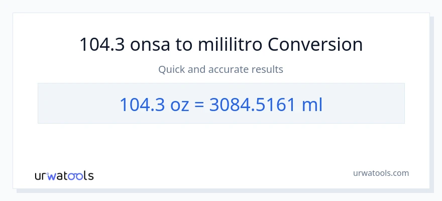 104.3 Mga onsa patungong mga mililitro na conversion