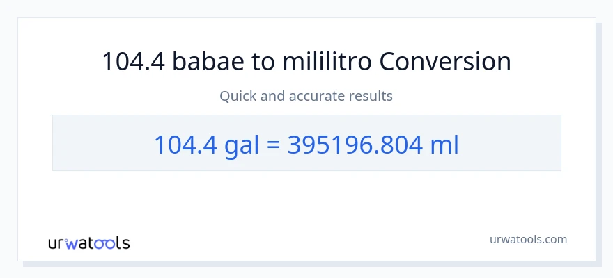 104.4 Mga galon patungong mga mililitro na conversion
