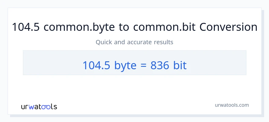 التحويل من 104.5 Bytes إلى Bits