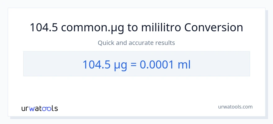 104.5 mga mikrogramo patungong mga mililitro na conversion