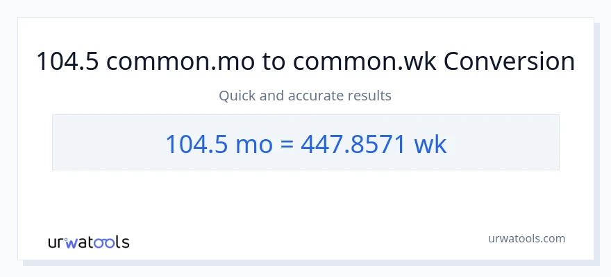 104.5 Mga Buwan patungong Mga Linggo na conversion