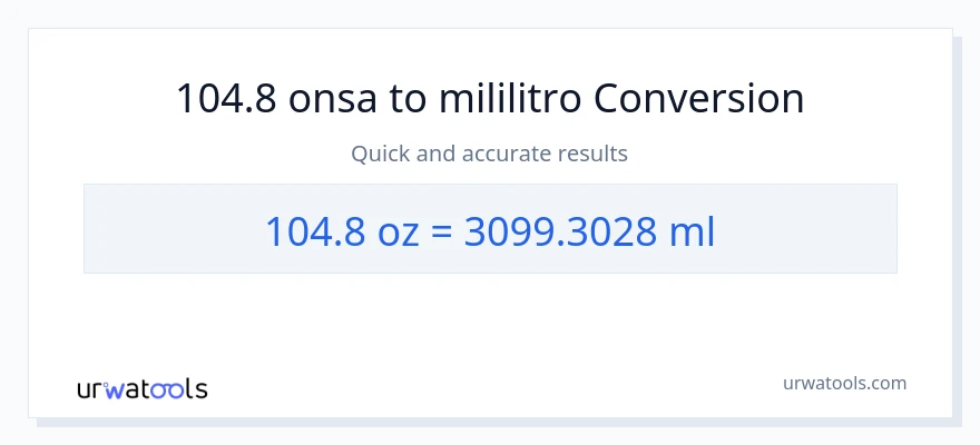 104.8 Mga onsa patungong mga mililitro na conversion