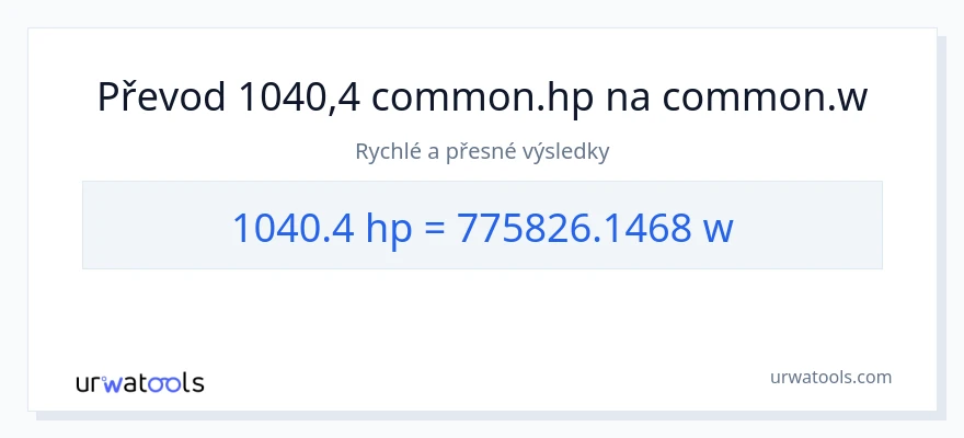 Konverze z koňská síla na watty: 1040.4