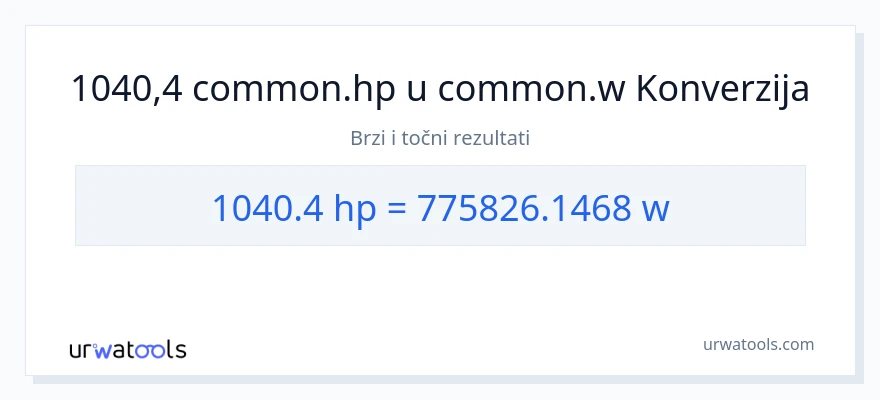 Konverzija od konjske snage do vati: 1040.4