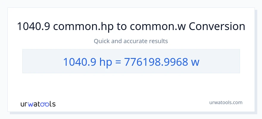 1040.9 horsepower to watts conversion