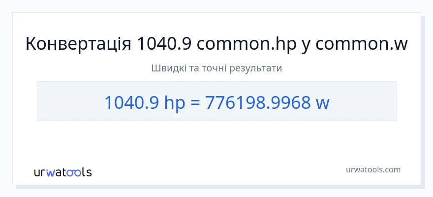 Конверсія з кінська сила у вати: 1040.9