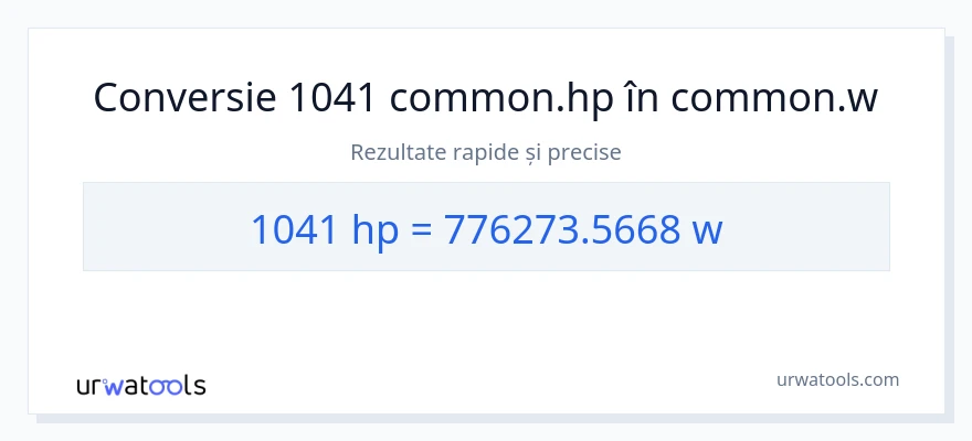 Conversie 1041 cai putere la wați