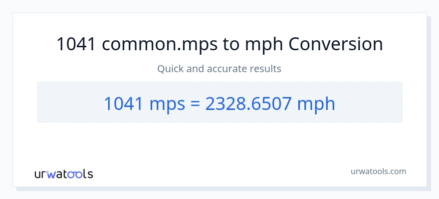 1041 Meters Per Second patungong milya kada oras na conversion