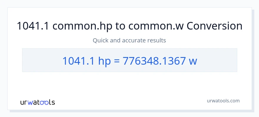 1041.1 horsepower to watts conversion