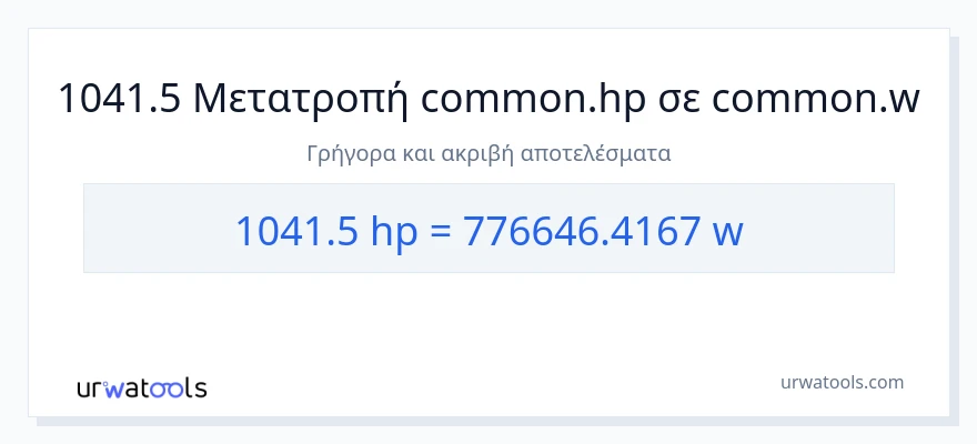 Μετατροπή 1041.5 ιπποδύναμη σε βατ