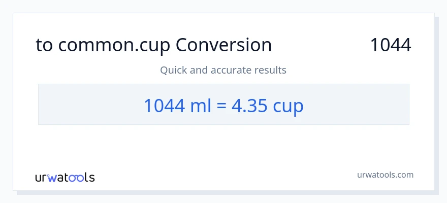 تبدیل 1044 میلی‌لیتر به فنجان‌ها