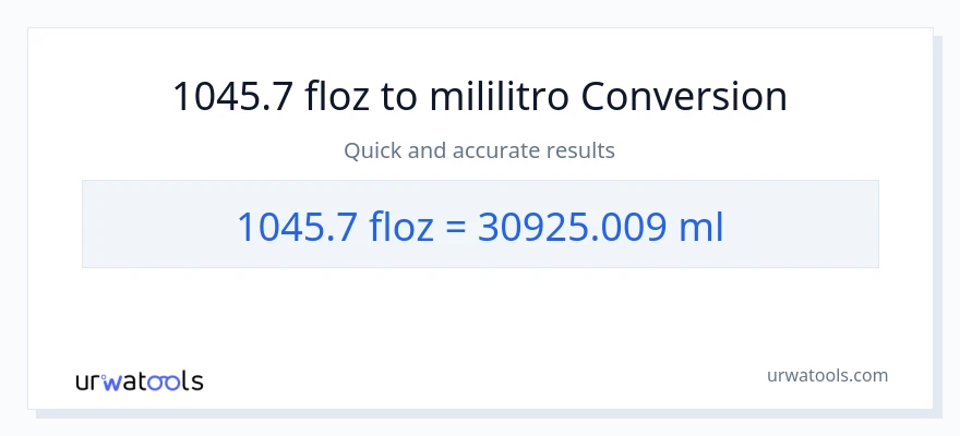 1045.7 mga onsa ng likido patungong mga mililitro na conversion