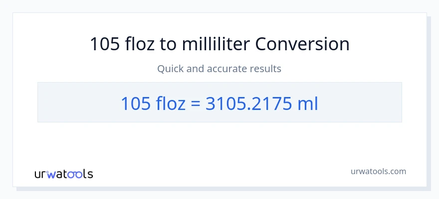 105 flydende ounces til milliliter konvertering