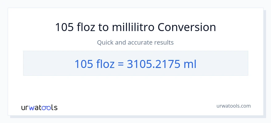Conversione da 105 once fluide a millilitri
