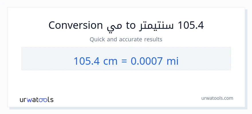 التحويل من 105.4 سنتيمترات إلى أميال