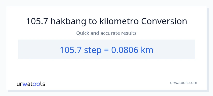 105.7 mga hakbang patungong Kilometro na conversion