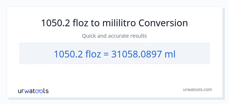 1050.2 mga onsa ng likido patungong mga mililitro na conversion
