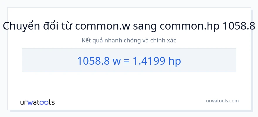 Chuyển đổi 1058.8 watt sang mã lực
