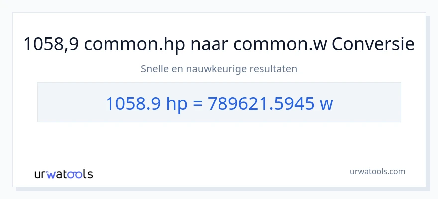 1058.9 paardenkracht naar watt conversie