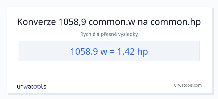 Konverze z watty na koňská síla: 1058.9