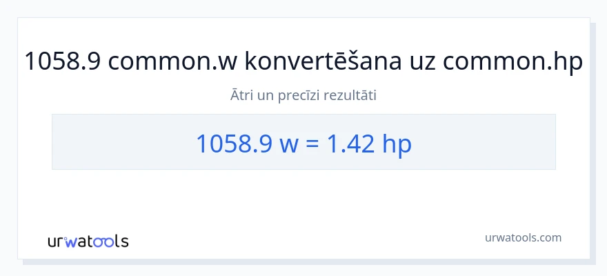 1058.9 vati uz zirgspēki konversiju