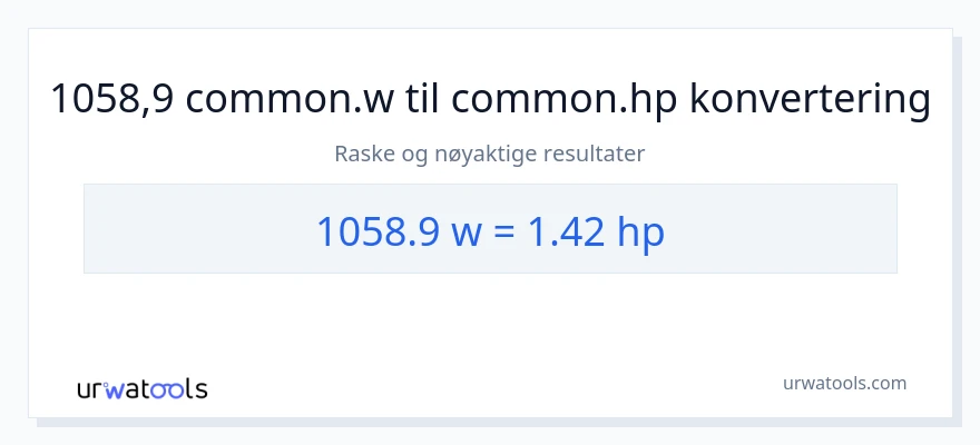 1058.9 watt til hestekrefter konvertering