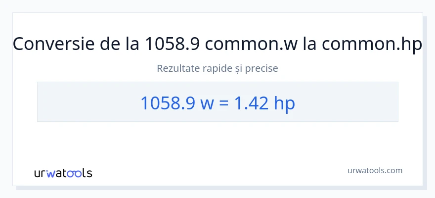 Conversie 1058.9 wați la cai putere
