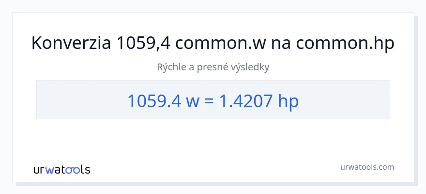 Konverzia z watty na konská sila: 1059.4