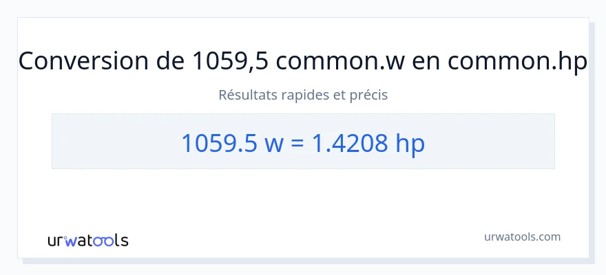 Conversion 1059.5 watts vers chevaux-vapeur