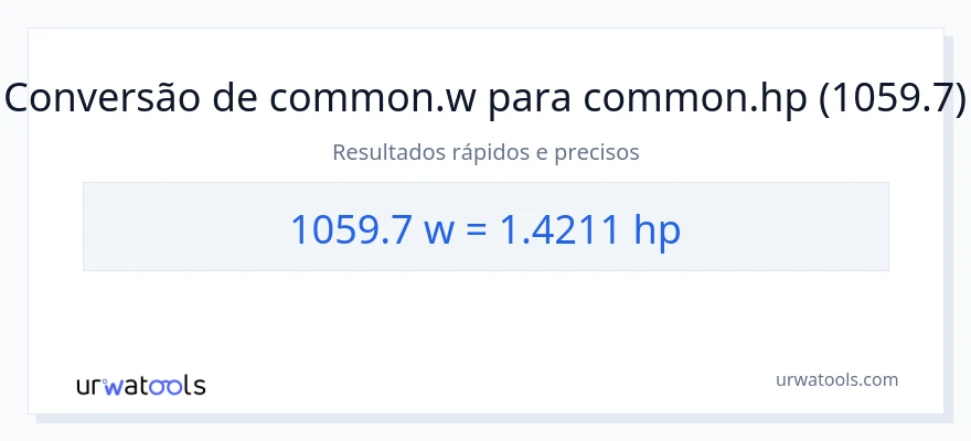 Conversão de 1059.7 watts para cavalos de potência